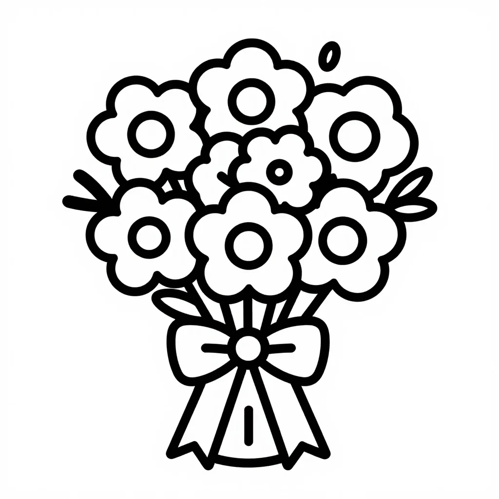 お花の塗り絵（花束）