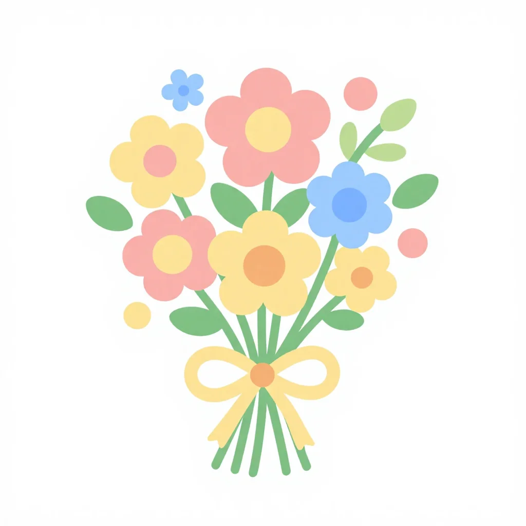 お花の塗り絵(花束)の見本