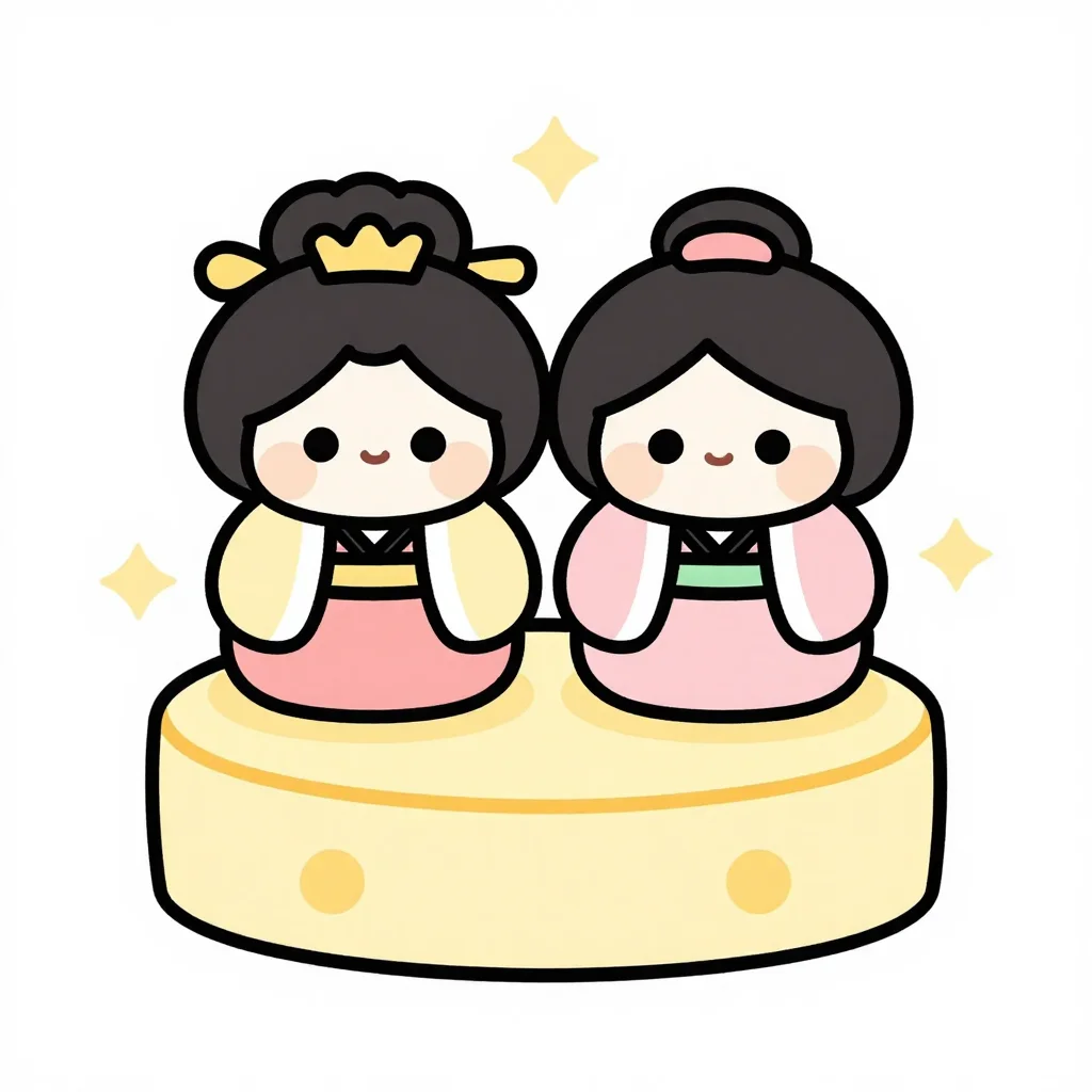 ひな祭りの塗り絵の見本