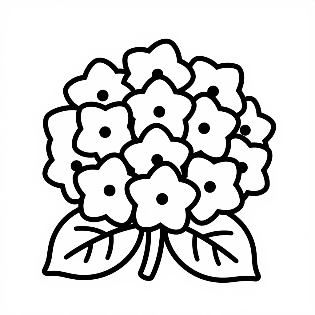 あじさいの塗り絵（簡単）