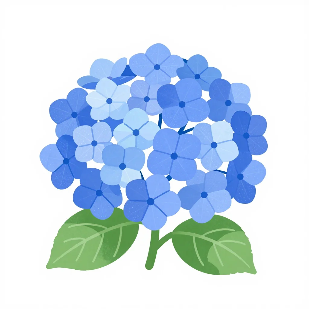 あじさいの塗り絵（簡単）の見本