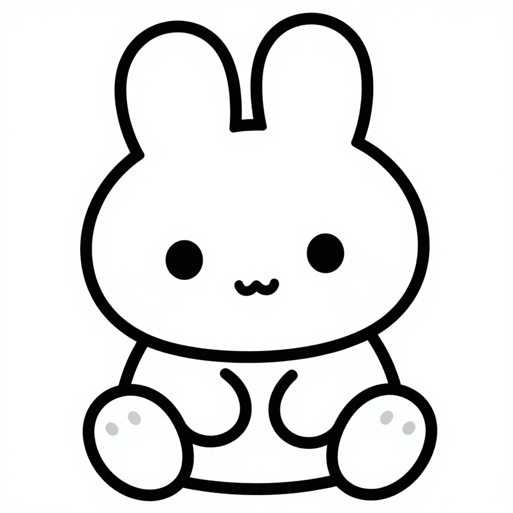 うさぎの塗り絵（簡単）