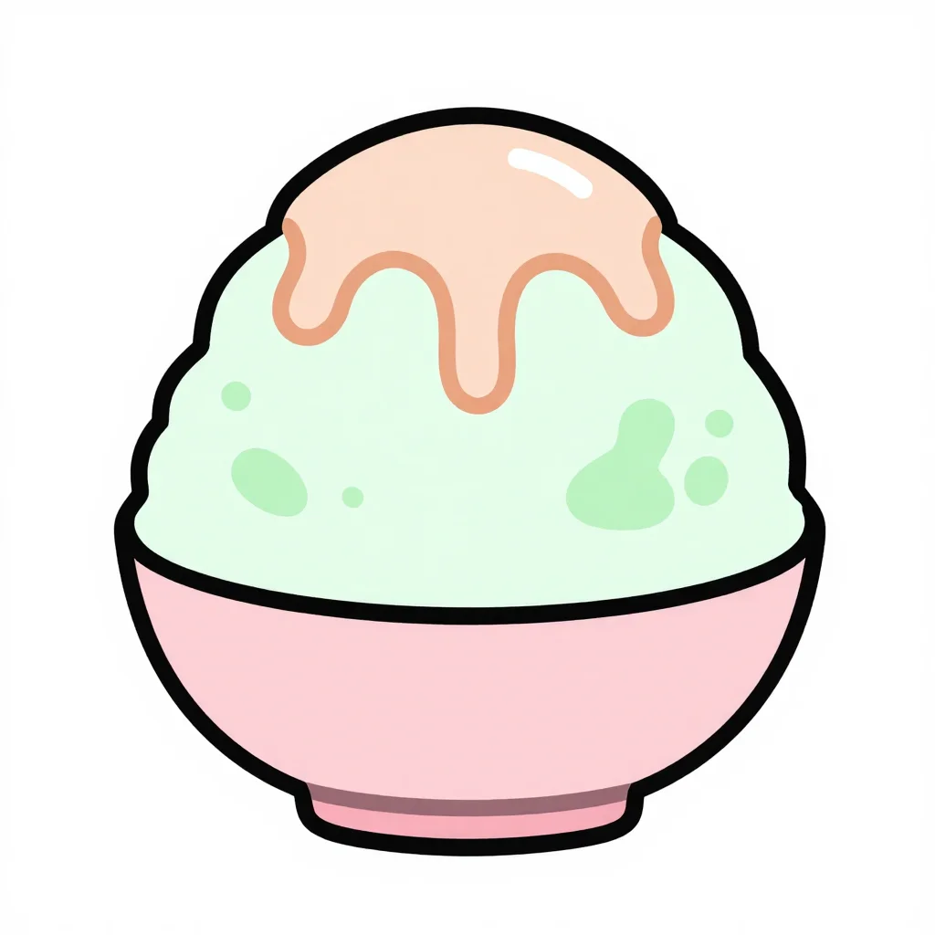 梅雨・かき氷の塗り絵の見本